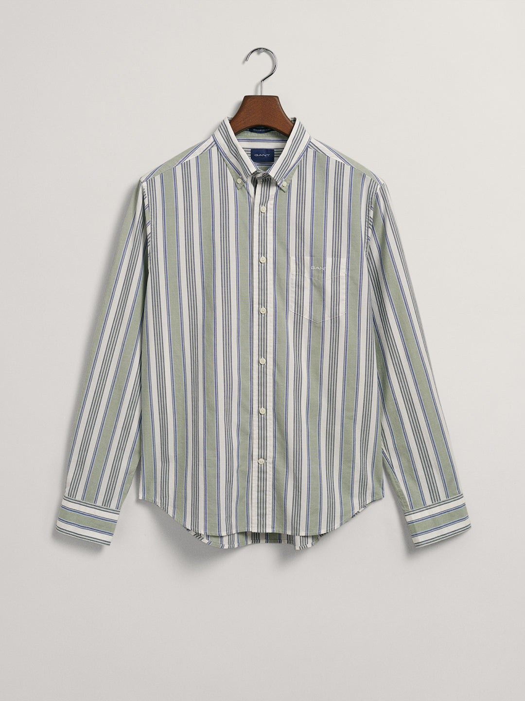 Gant Green Untucked Striped Regular Fit Shirt