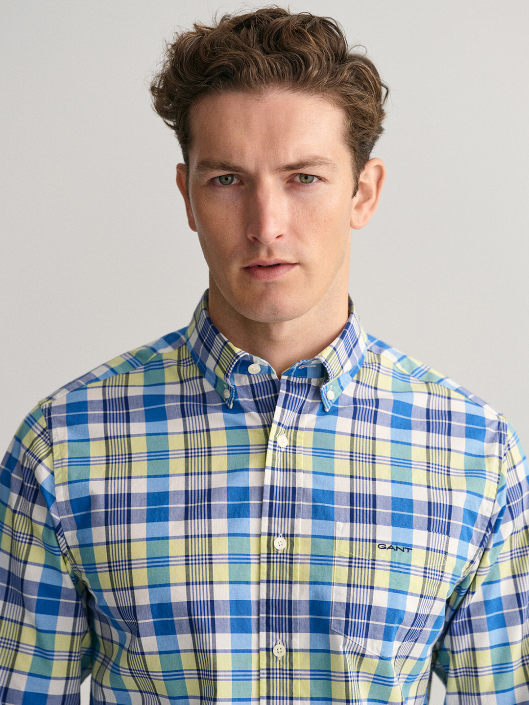 Gant Blue Untucked Colorful Checked Regular Fit Shirt