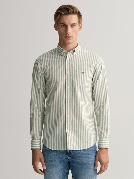 Gant Green Striped Regular Fit Shirt