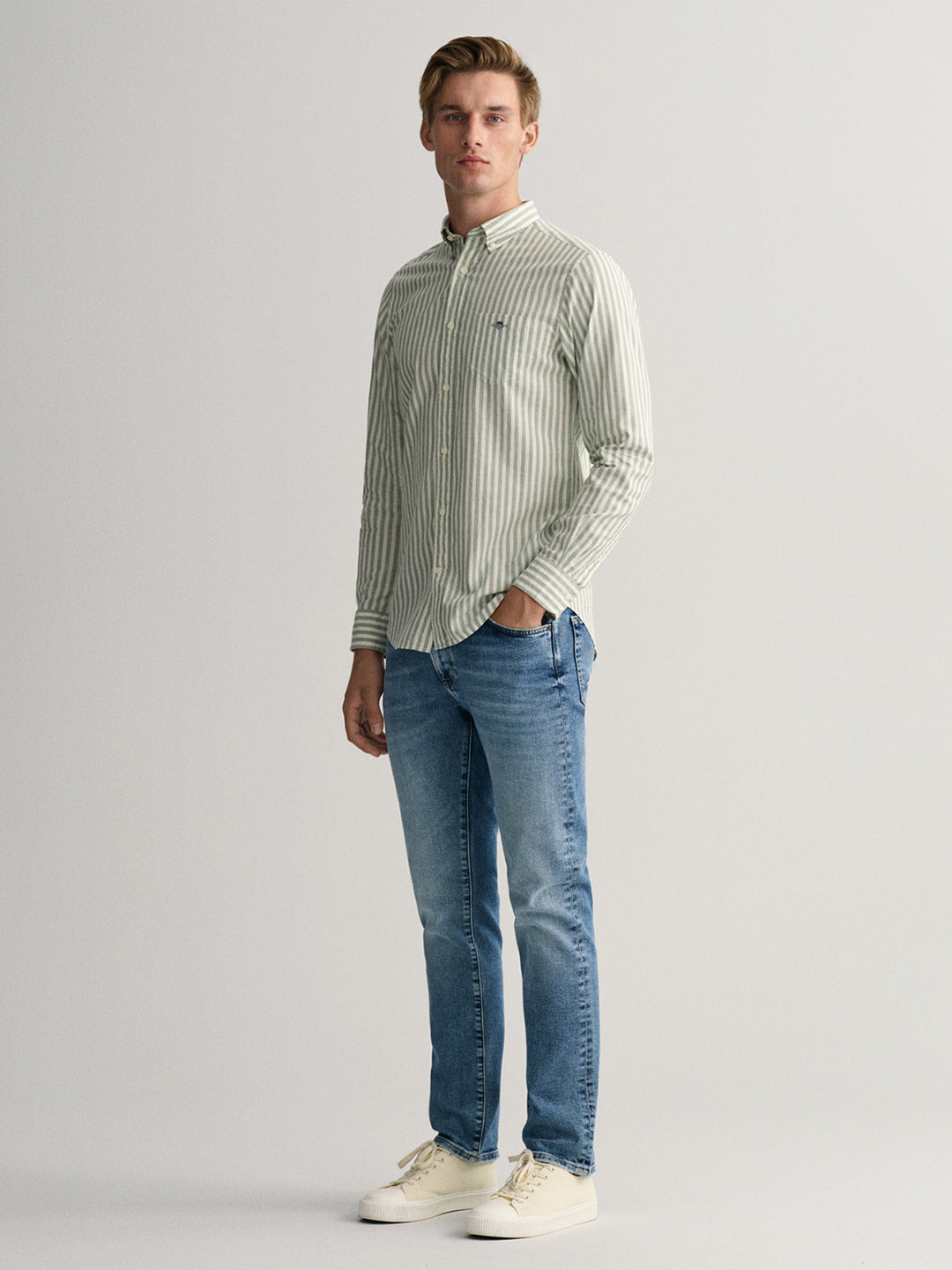 Gant Green Striped Regular Fit Shirt