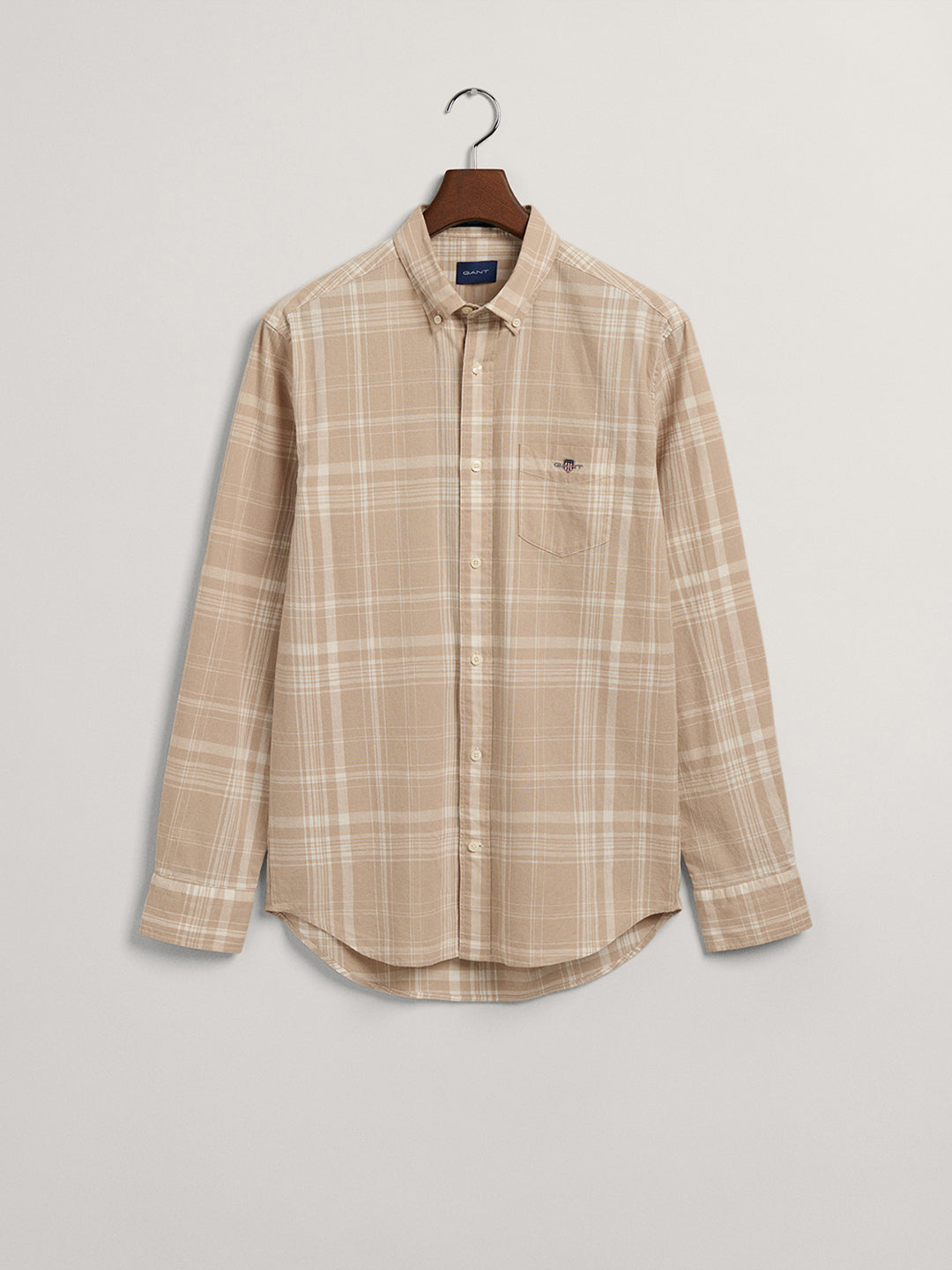 Gant Beige Checked Regular Fit Shirt