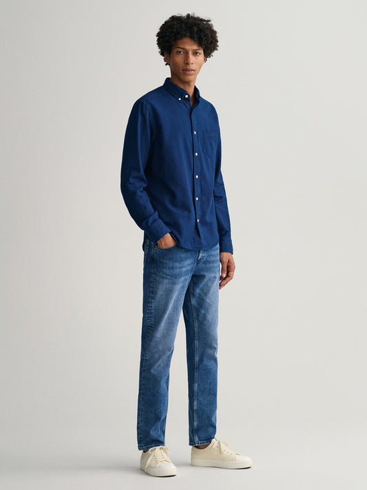 Gant Blue Untucked Oxford Regular Fit Shirt