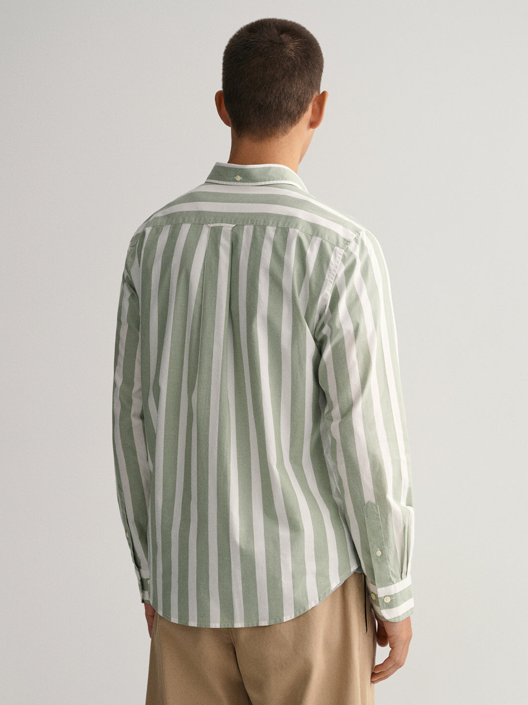 Gant Green Untucked Wide Broadcloth Striped Regular Fit Shirt