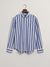 Gant Blue Untucked Wide Broadcloth Striped Regular Fit Shirt