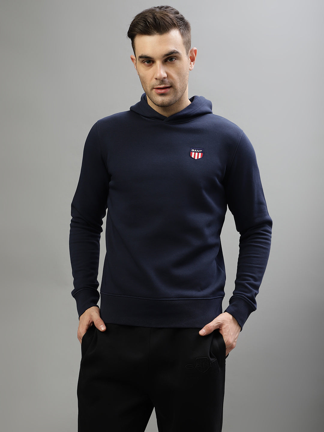 Gant Men Solid Hooded Full Sleeves Sweatshirt