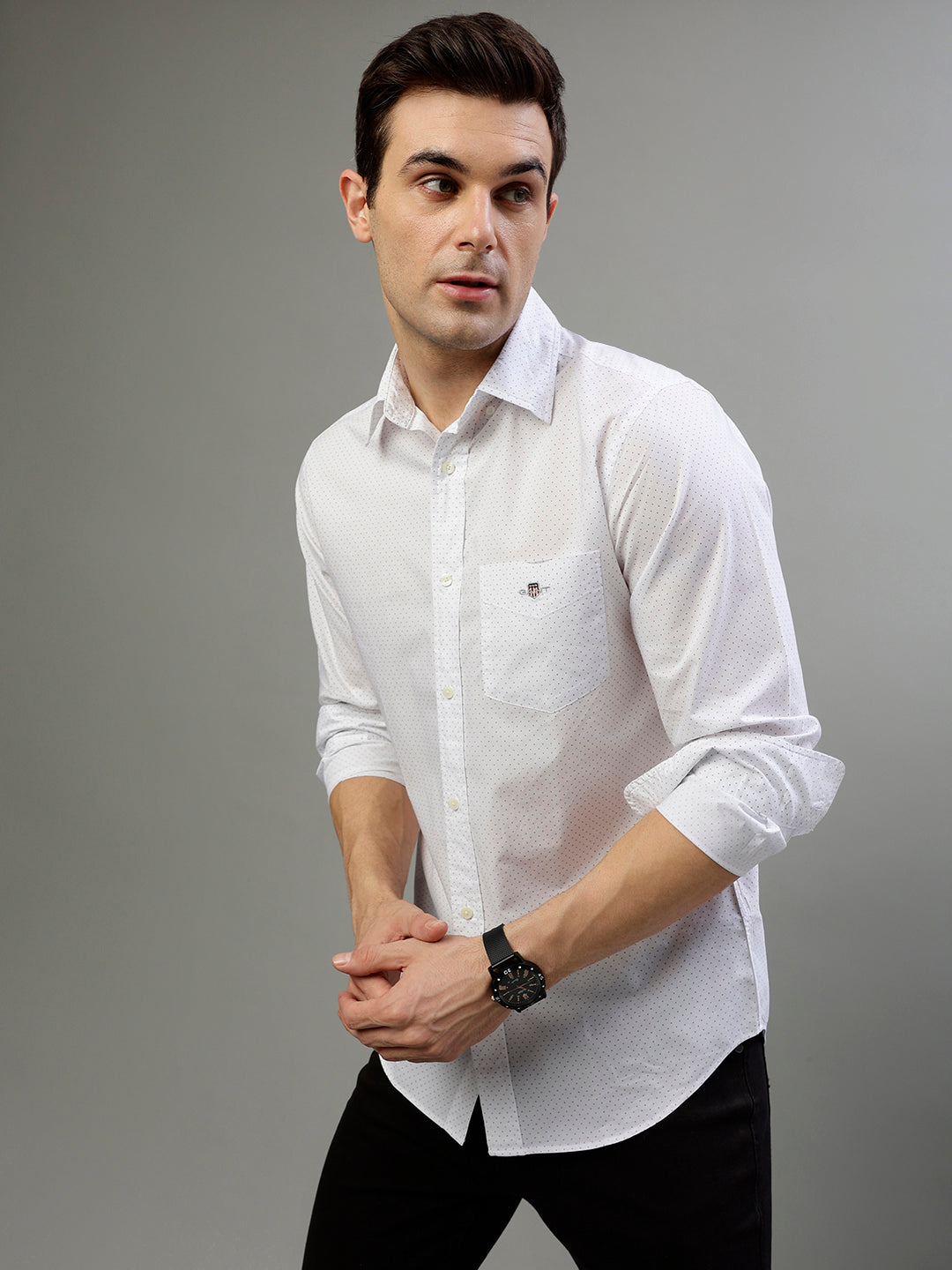 Gant White Fashion Printed Regular Fit Shirt