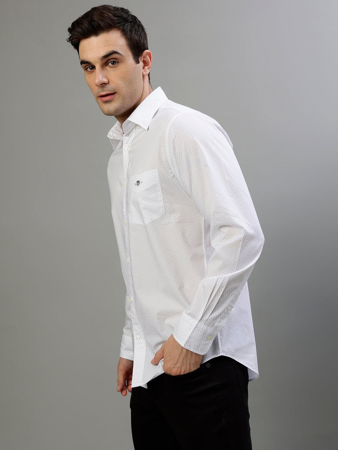 Gant White Fashion Printed Regular Fit Shirt