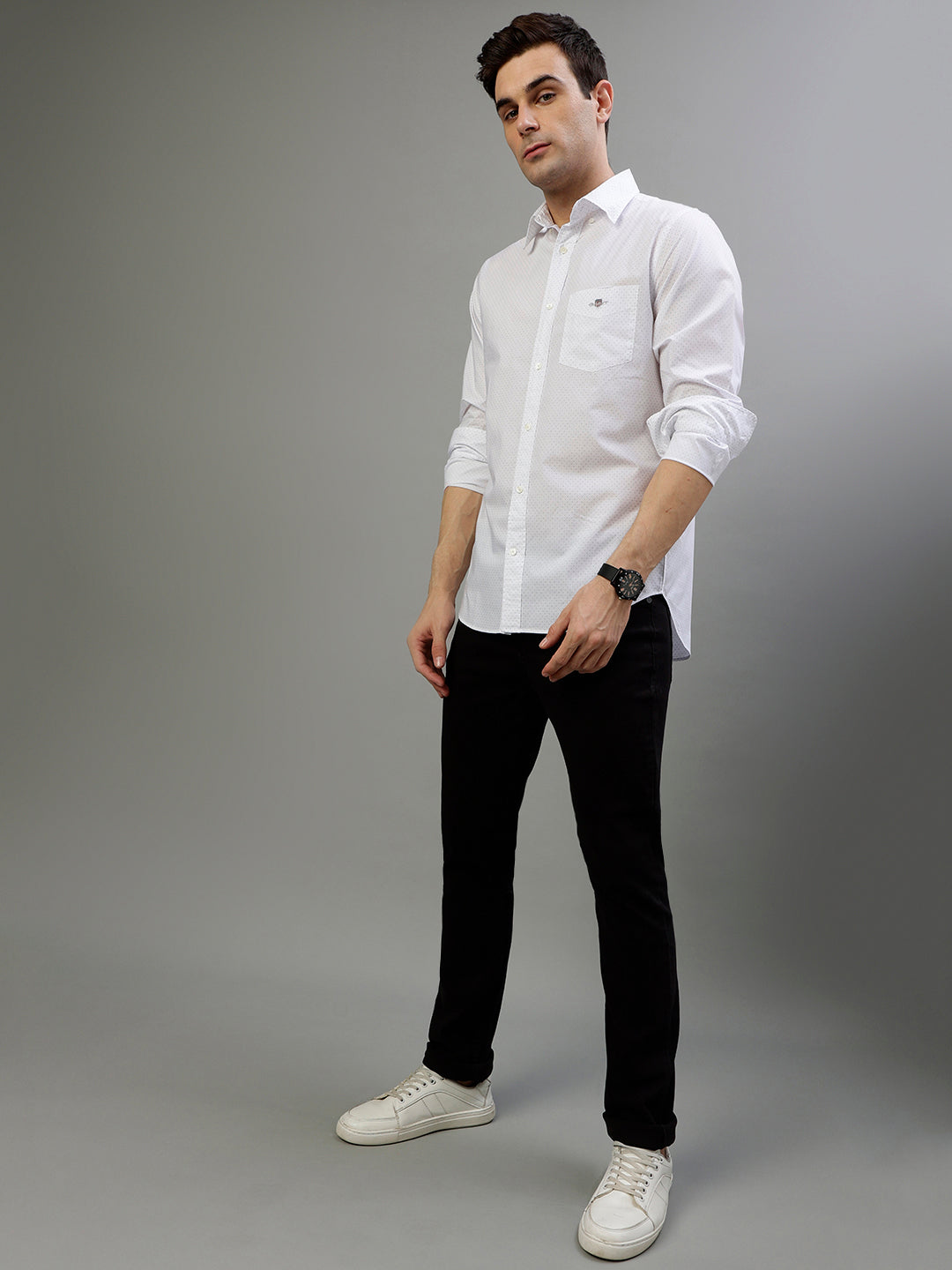 Gant White Fashion Printed Regular Fit Shirt