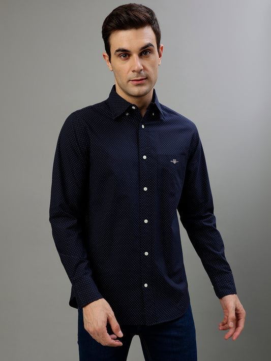 Gant Blue Fashion Printed Regular Fit Shirt