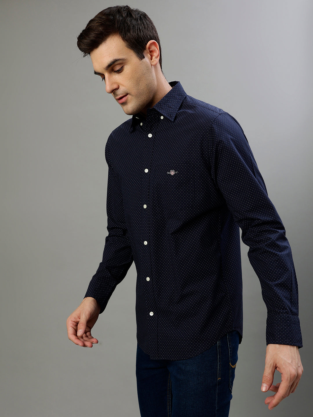 Gant Blue Fashion Printed Regular Fit Shirt