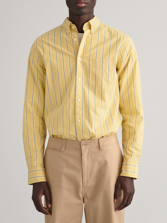 Gant Yellow Fashion Striped Regular Fit Shirt