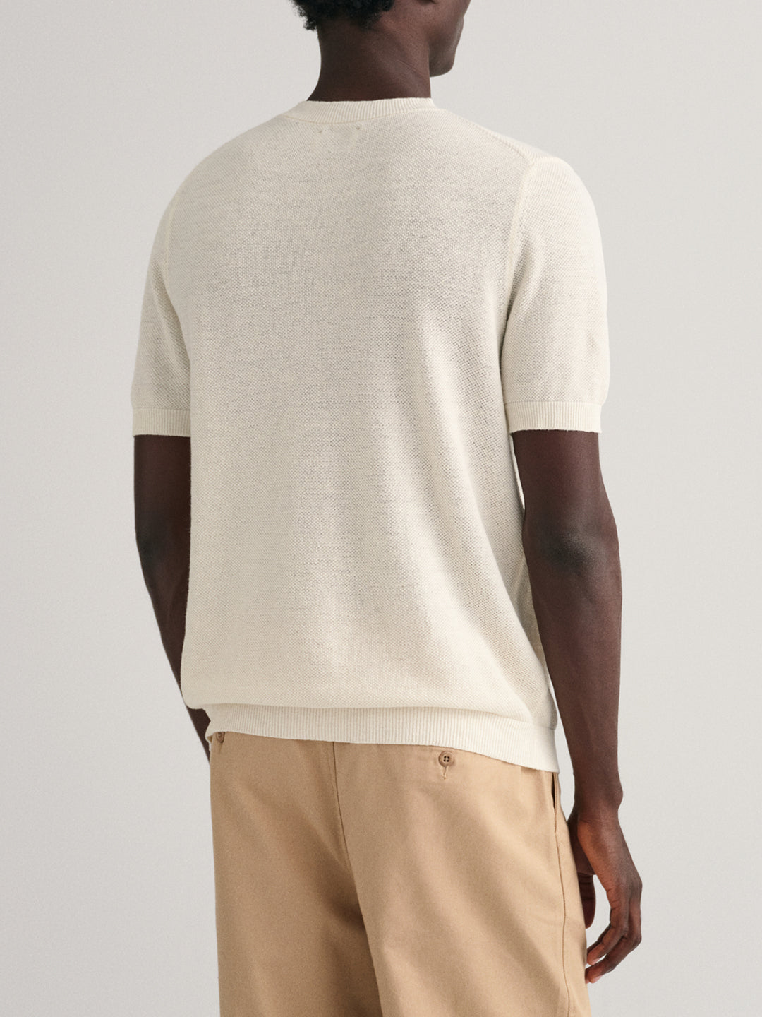 Gant Apparel Mens WAFFLE TEXTURE T-SHIRT 130/CREAM