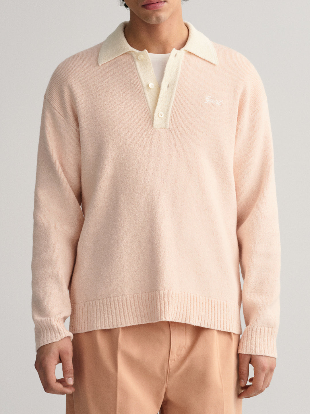 Gant Men Pink Solid Polo Sweater