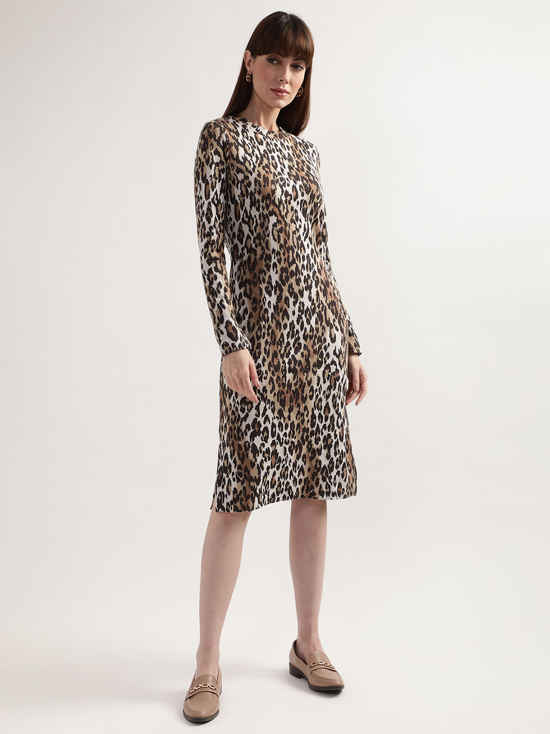 Gant Brown  Black Animal Sheath Dress