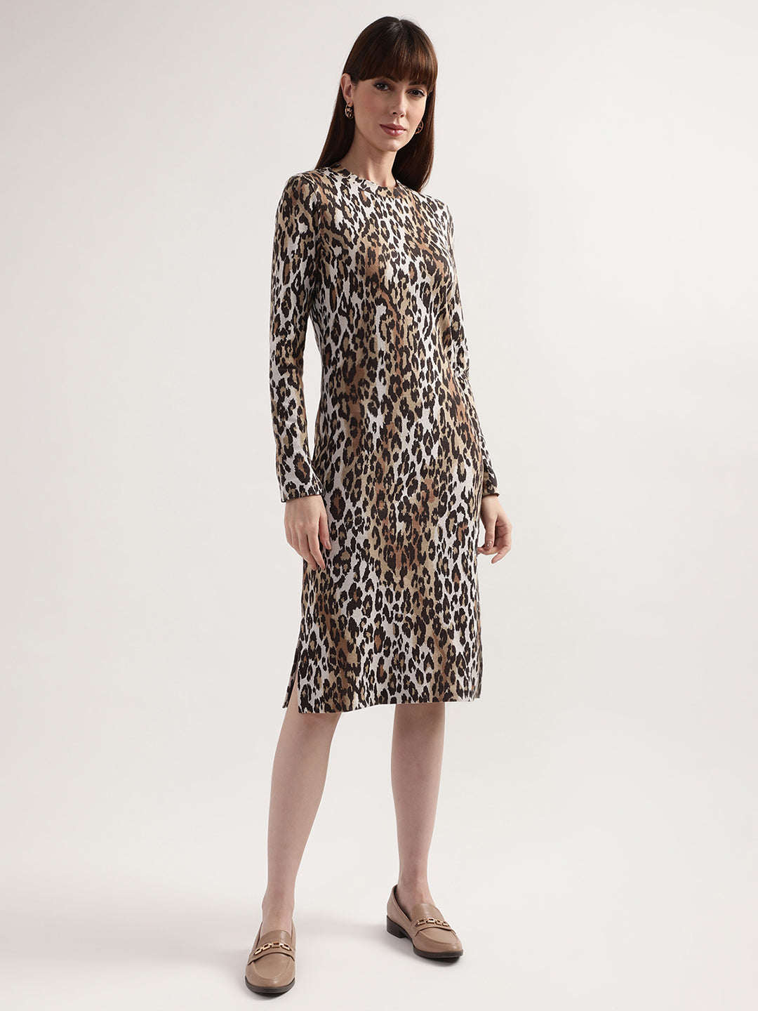 Gant Brown  Black Animal Sheath Dress