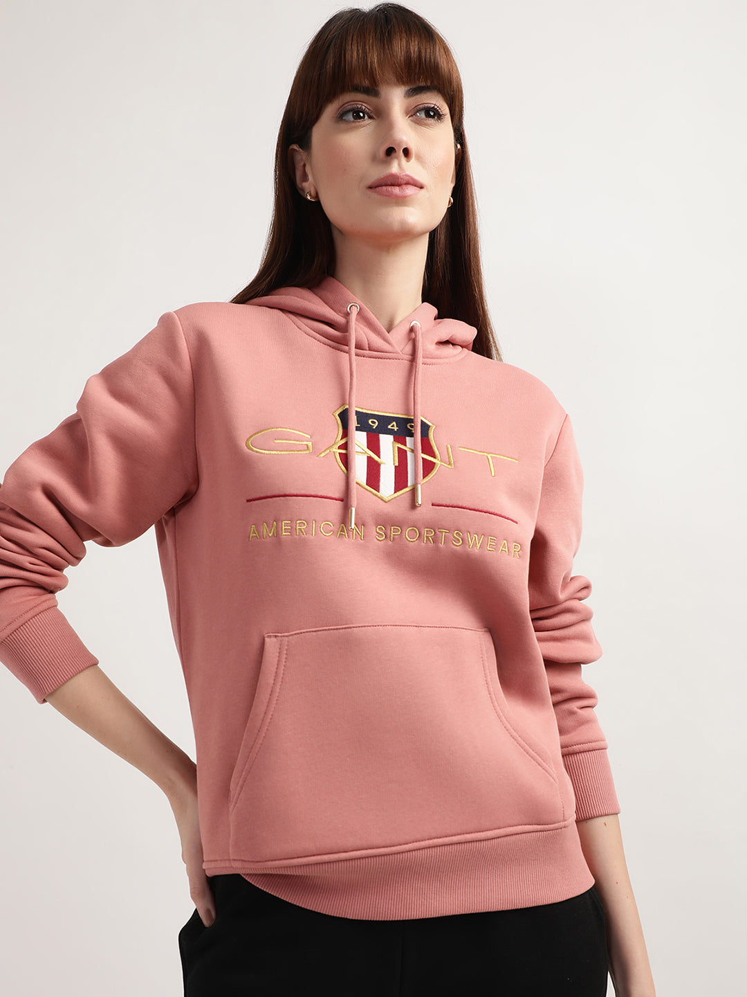 Gant Women Pink Printed Hooded Sweatshirt