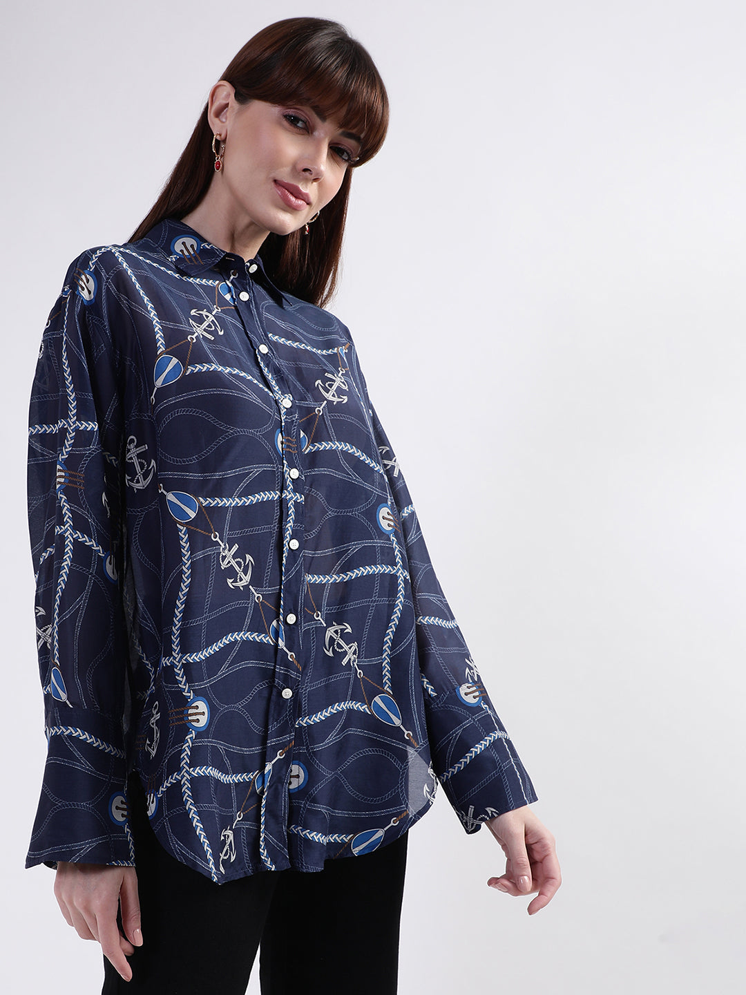 Gant Women Regular Fit Printed Cotton Casual Shirt