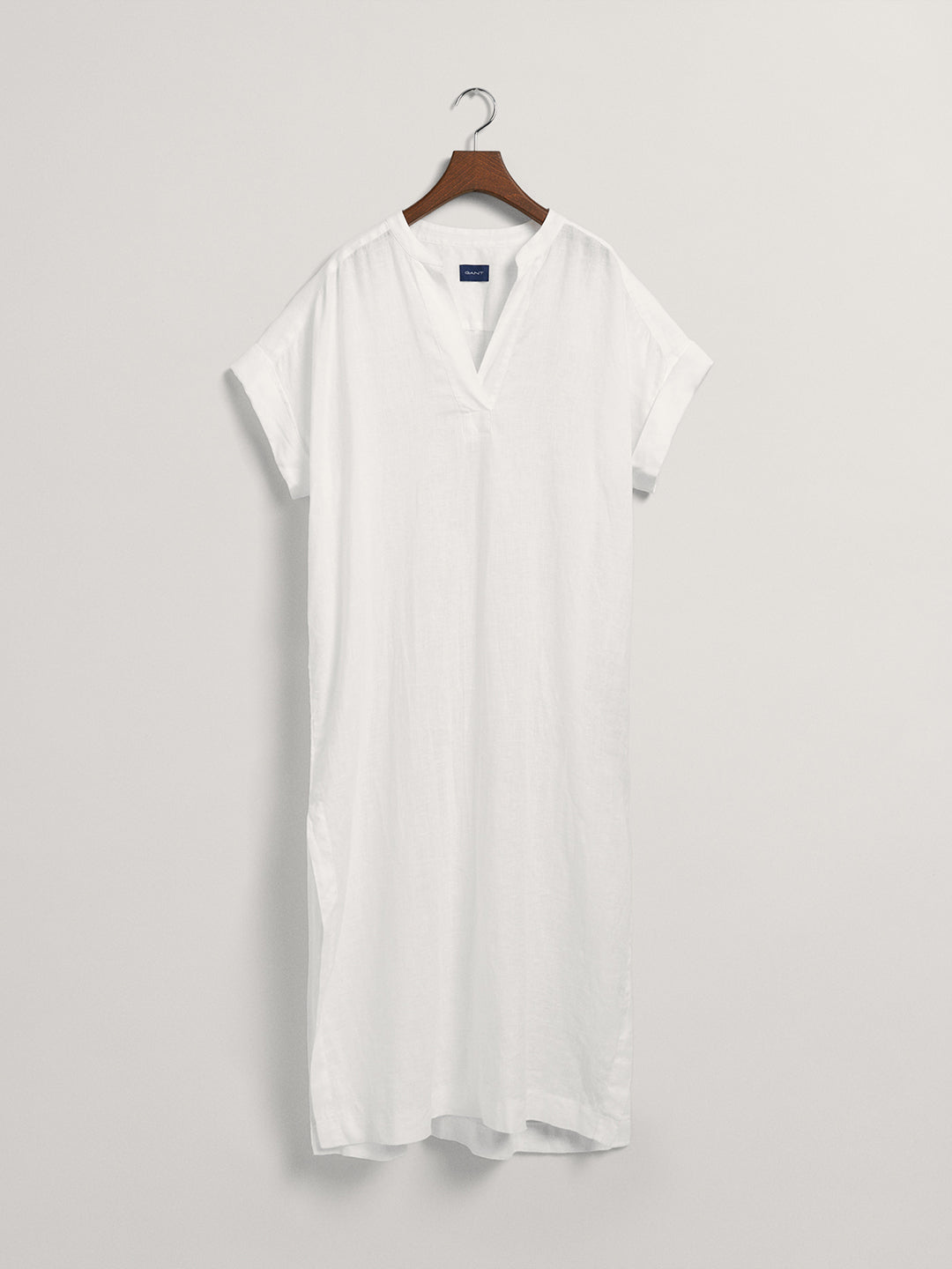 Gant V-Neck Extended Sleeve Linen A-Line Midi Dress