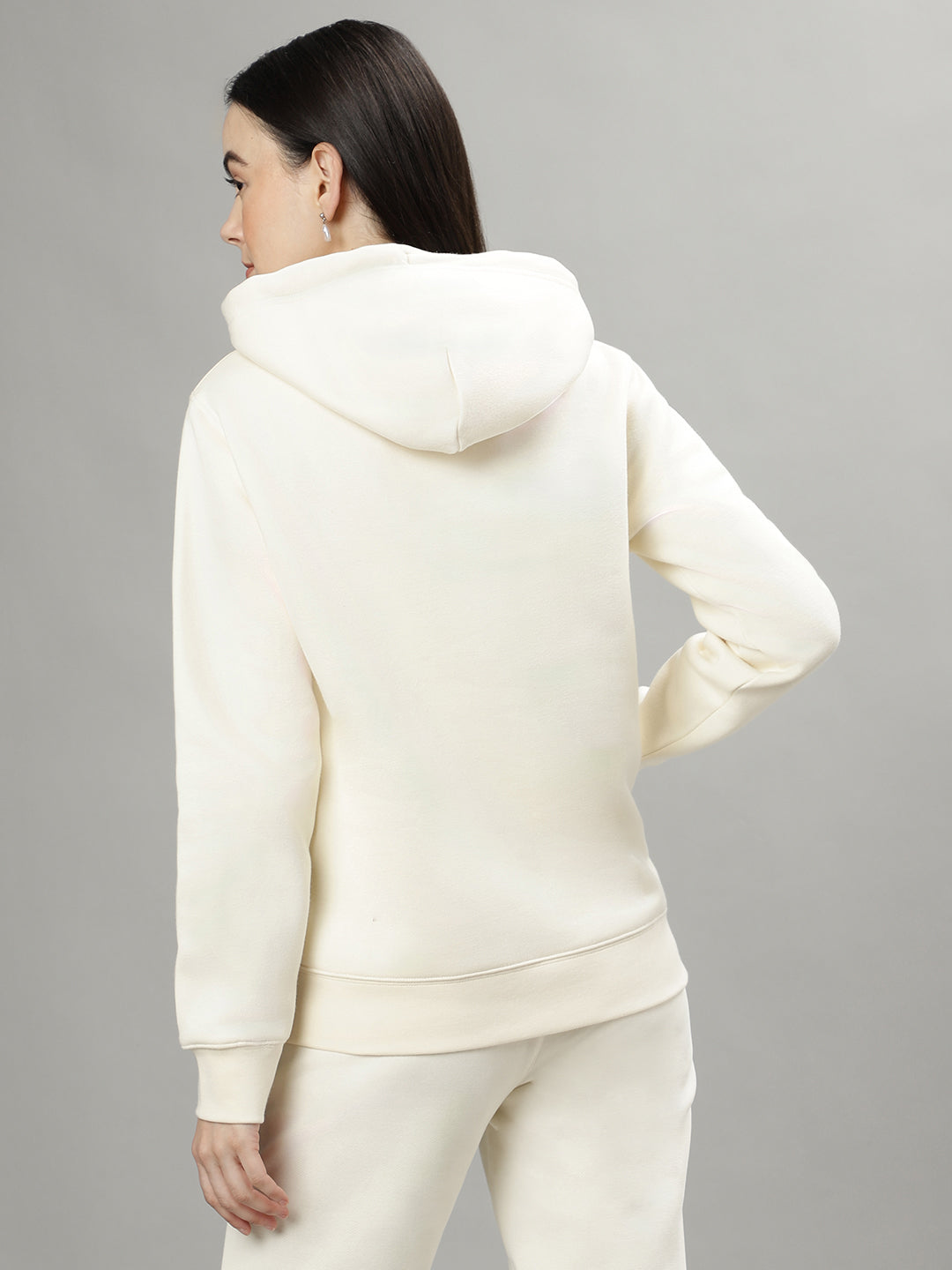 Gant Women Cream Solid Hooded Long Sleeves Sweatshirts