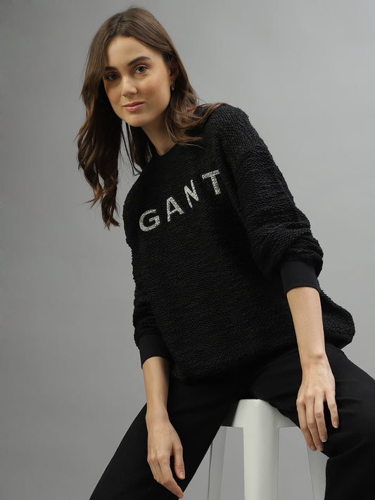 Gant Women Solid Round Neck Full Sleeves Sweatshirt