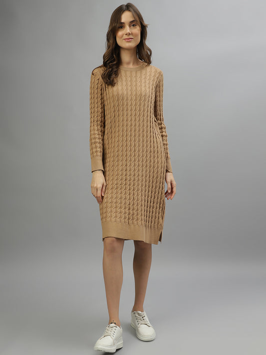 Gant Women Solid Round Neck Full Sleeves Dress