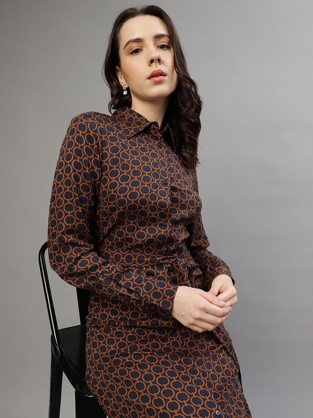 Gant Women Printed Collar Neck Full Sleeves Dress