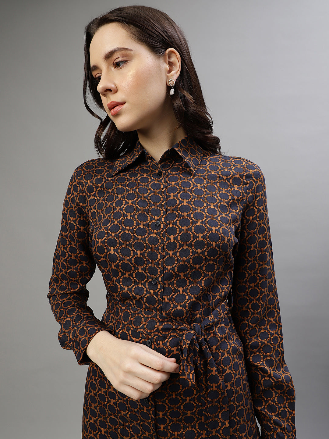 Gant Women Printed Collar Neck Full Sleeves Dress