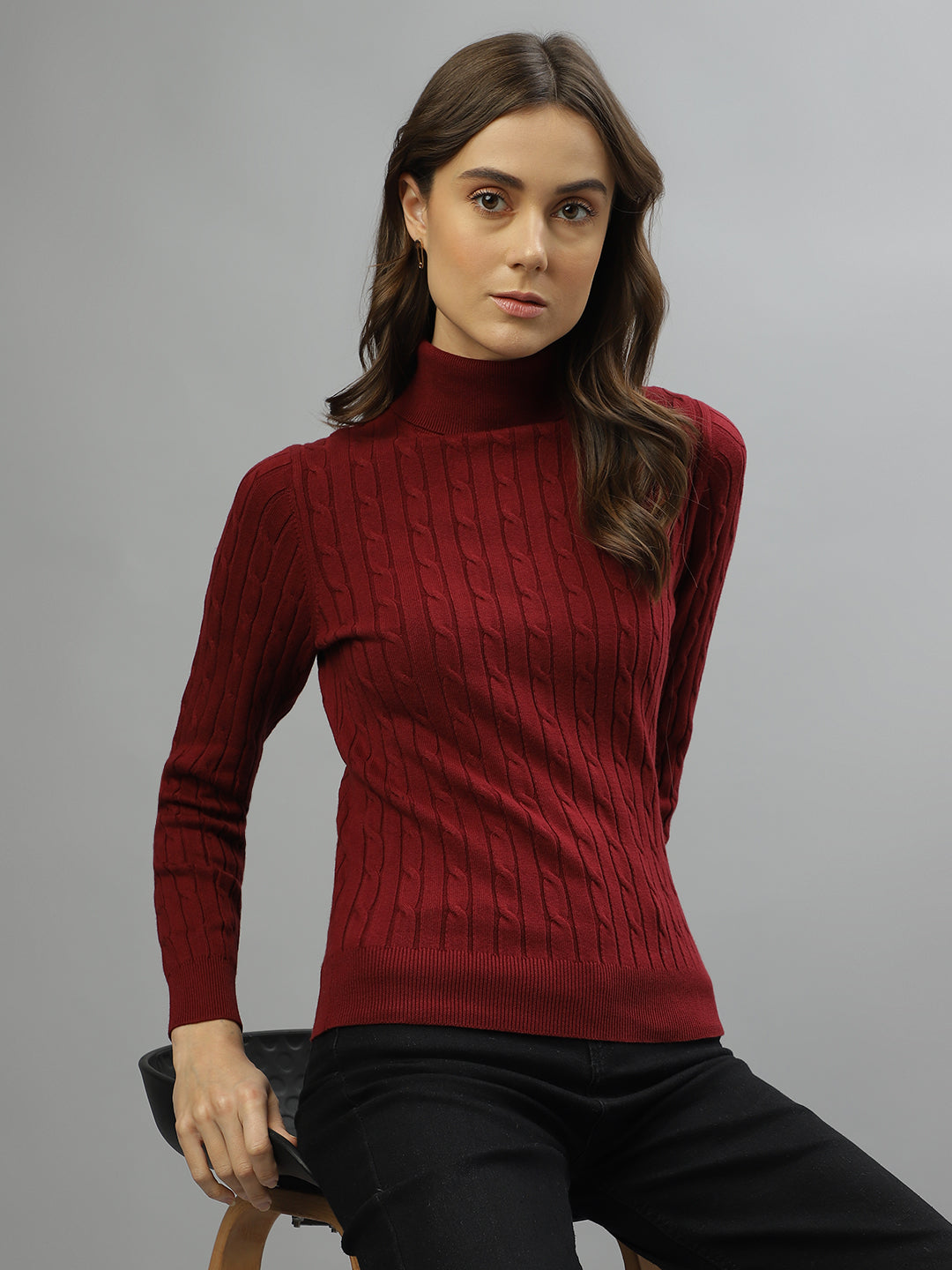 Gant Women Solid Turtle Neck Full Sleeves Sweater