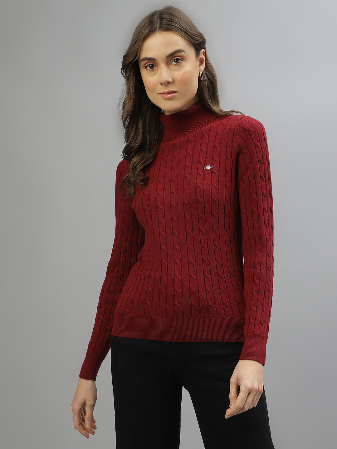 Gant Women Solid Turtle Neck Full Sleeves Sweater