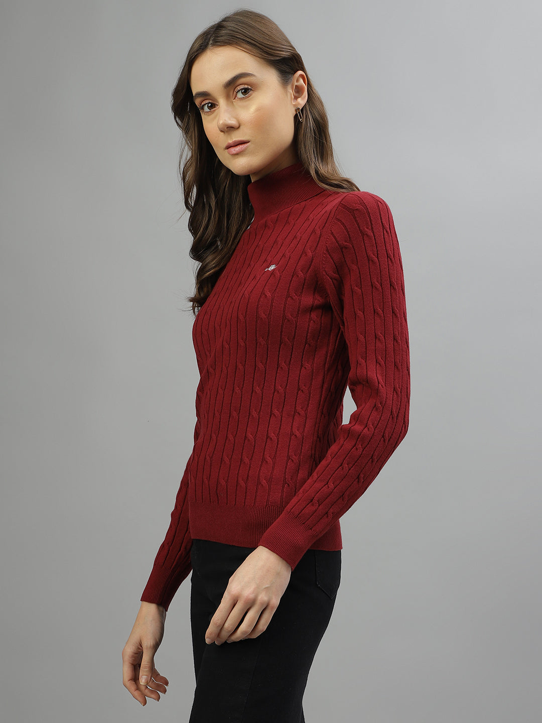 Gant Women Solid Turtle Neck Full Sleeves Sweater