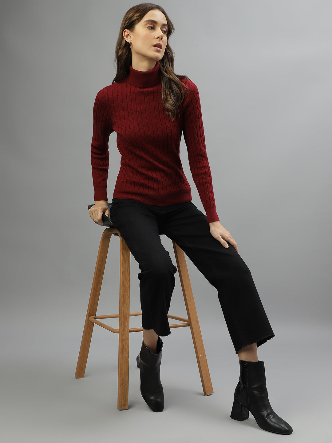 Gant Women Solid Turtle Neck Full Sleeves Sweater