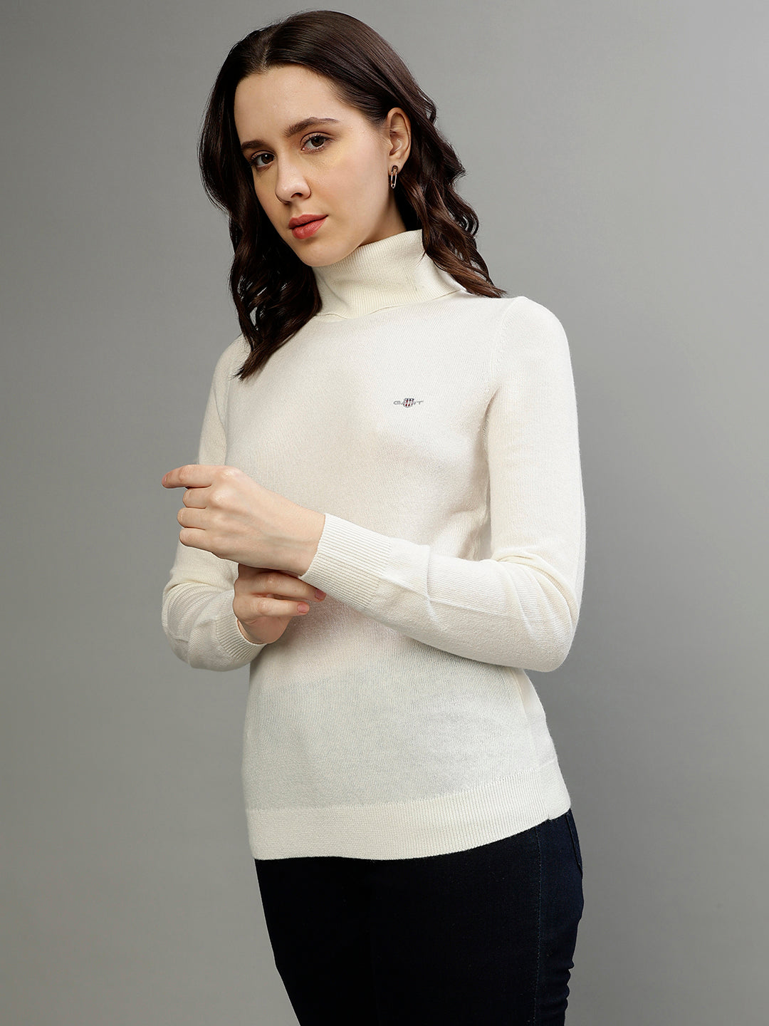 Gant Women Solid Turtle Neck Full Sleeves Sweater