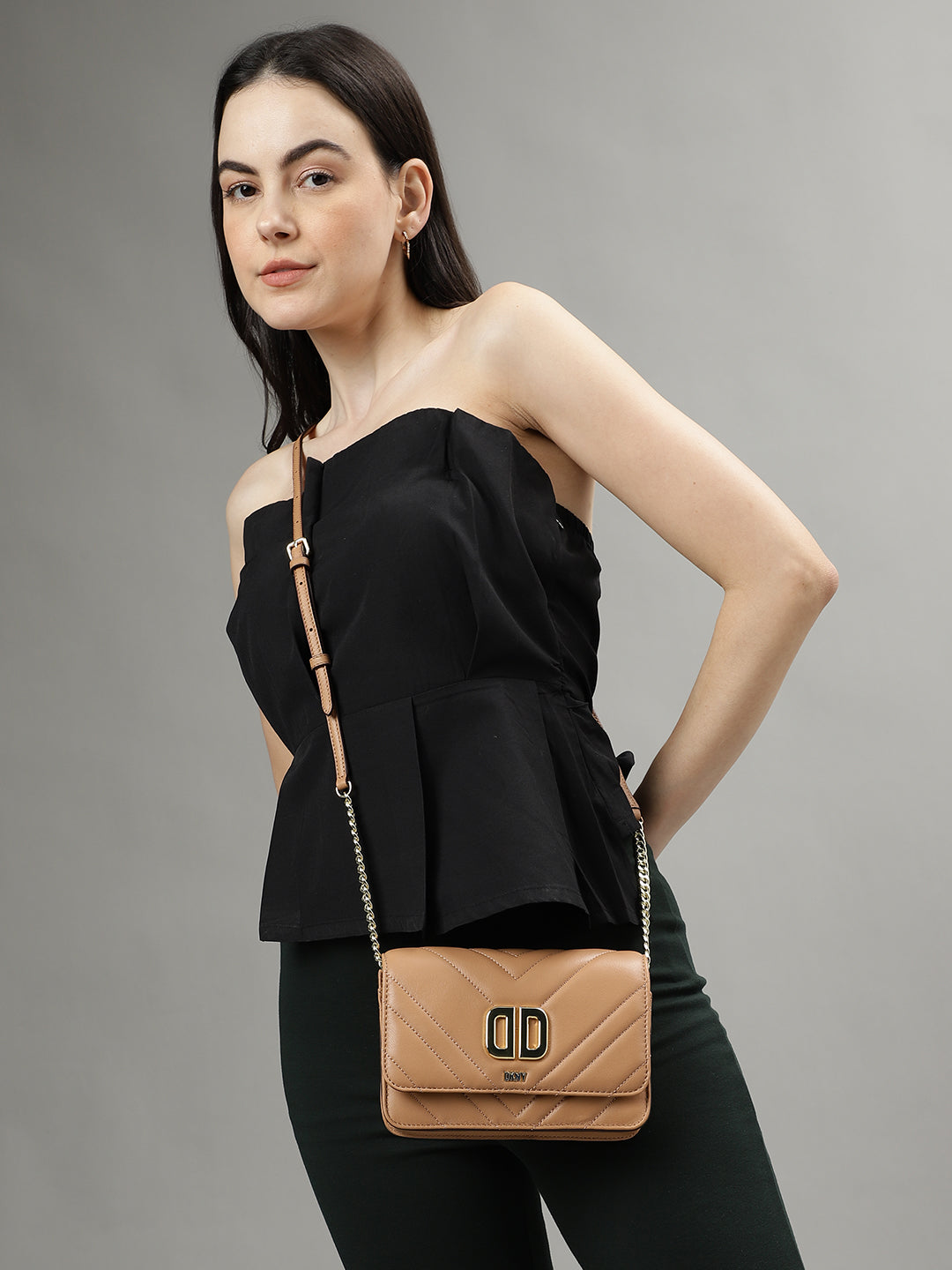 Beige discount sling bag