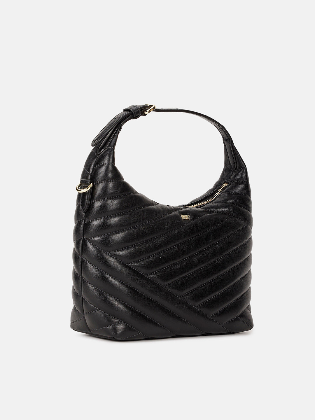 Dkny Women Black Solid Quilted Hobo Bag