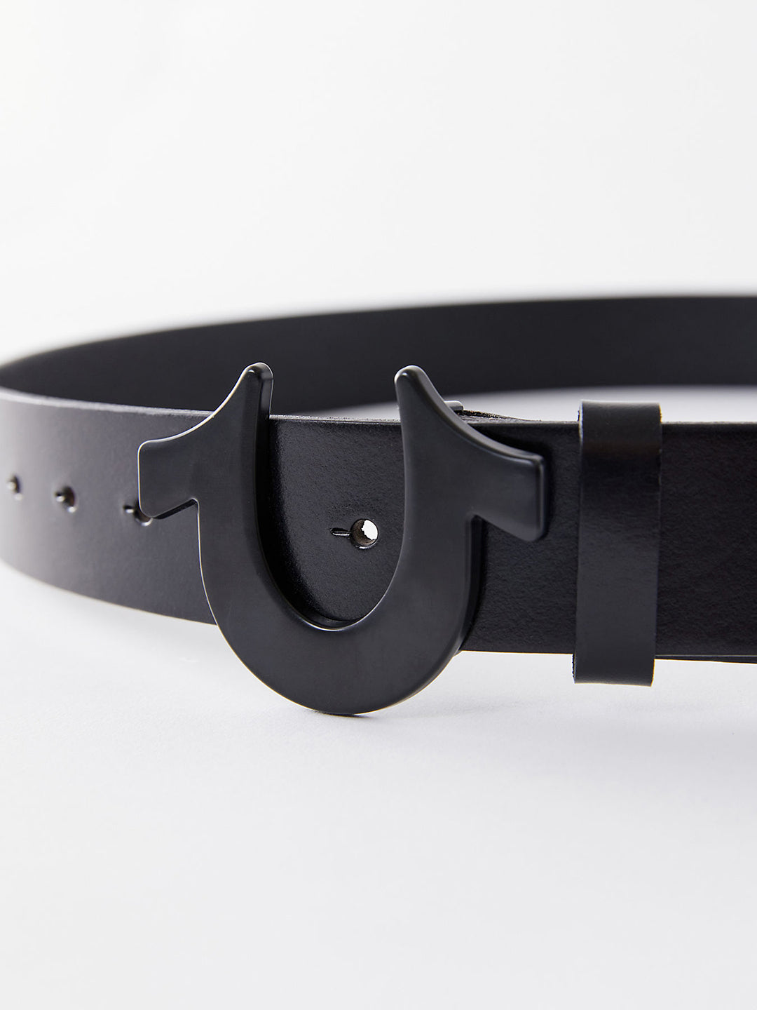 True Religion Black Horseshoe Casual Belt